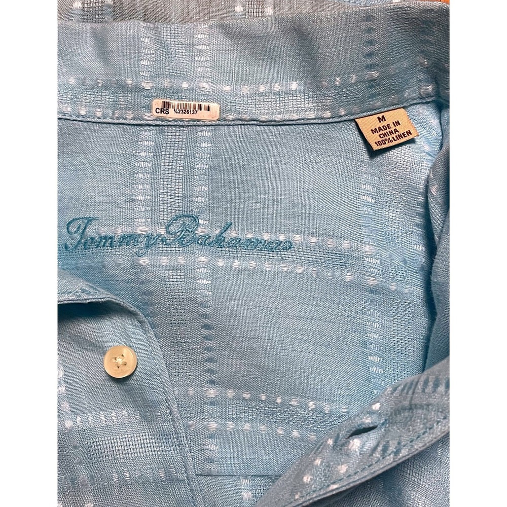 Tommy Bahama Mens Blue 100% Linen Long Sleeve Plaid Button Down Shirt Size M - Picture 4 of 5